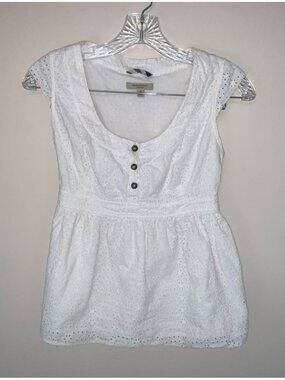 Burberry White Eyelet Peplum Blouse